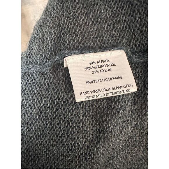 Beautiful EILEEN FISHER Linen blend Stretch Simple Cardigan In Midnight Sz large - Picture 7 of 7